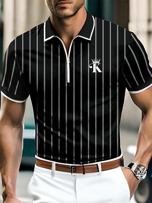 Fashion Contrast Color Zipper Polo