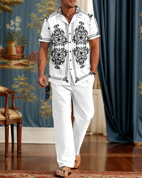 Rianmond Men's Classic Ornate Floral Pattern Walking Suit