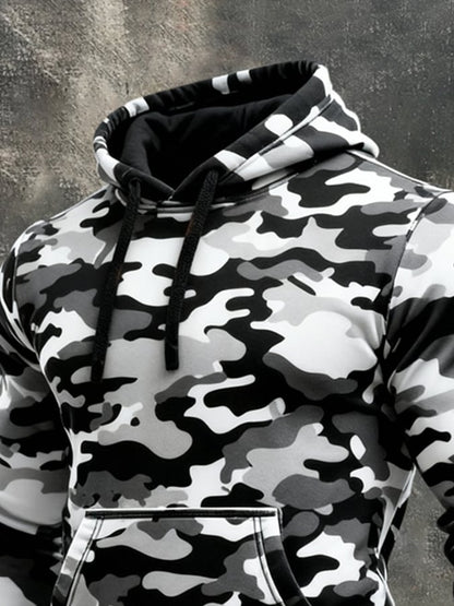 Men's Retro Distressed Color Block Print Casual Long Sleeve Sweatshirt