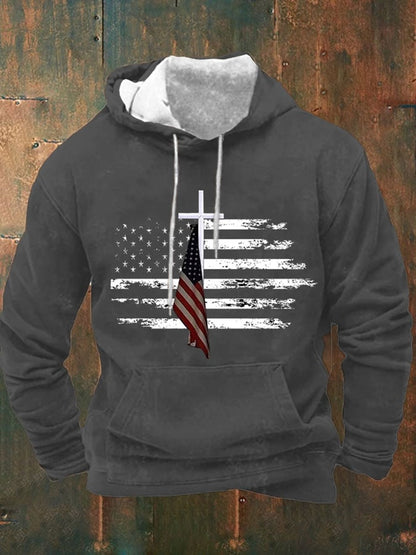 Men's Casual Print Long Sleeve Hooded Sweatshirt