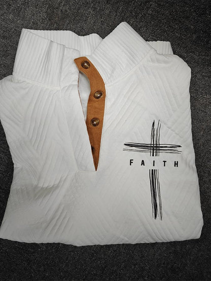 Men's Retro Faith Design Jacquard Plaid Fabric Casual Sweatshirt