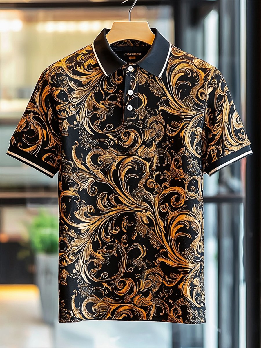 Men's Casual Business Button Short Sleeve Polo Shirt