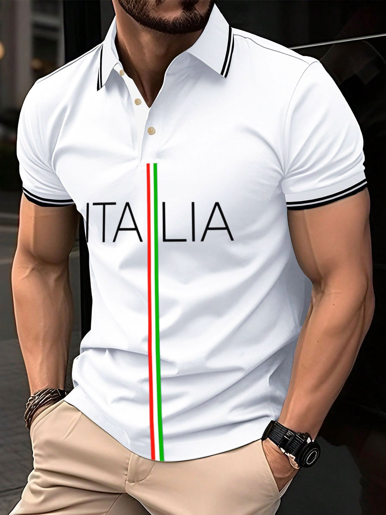 Men's "Italy" printed polo shirt