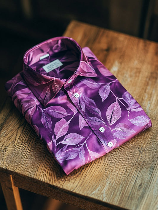 Men's Business Casual Floral Lapel Short Sleeve Shirt