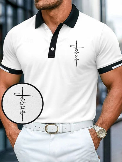 Men's Casual Contrast Color Faith Polo