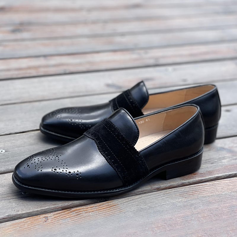 Business Casual Patchwork Flat Bottom Top Layer Cowhide Men'S Leather Shoes