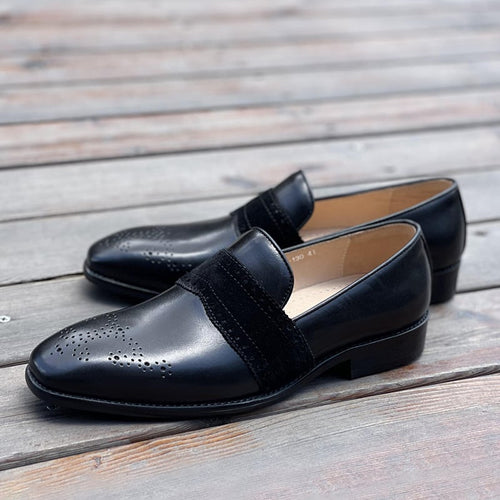 Business Casual Patchwork Flat Bottom Top Layer Cowhide Men'S Leather Shoes