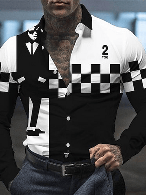 Men's Plaid Business Long Sleeve Shirt