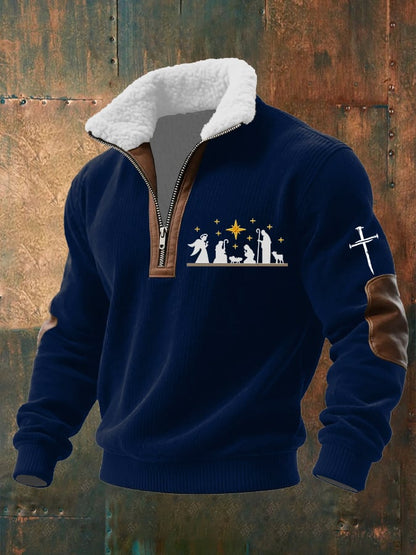 Men's casual retro faith Christmas sweatshirt