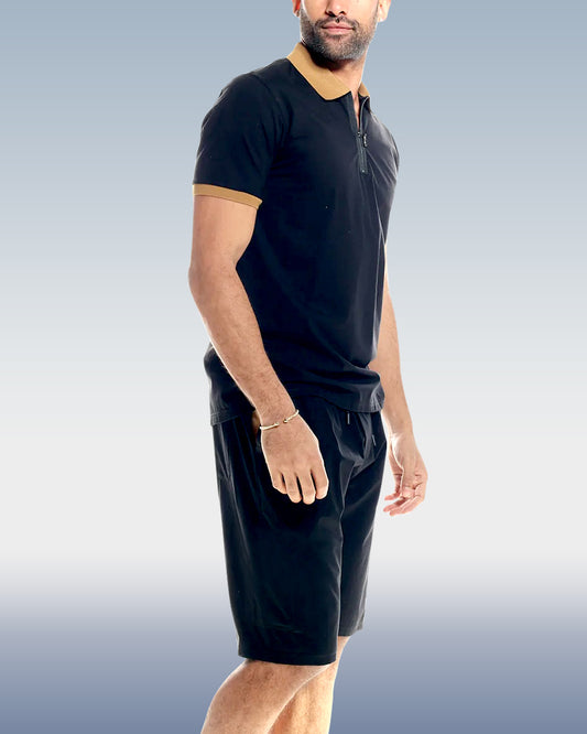 Men's Dark bluePOLO Shirt 2 Piece Shorts Set
