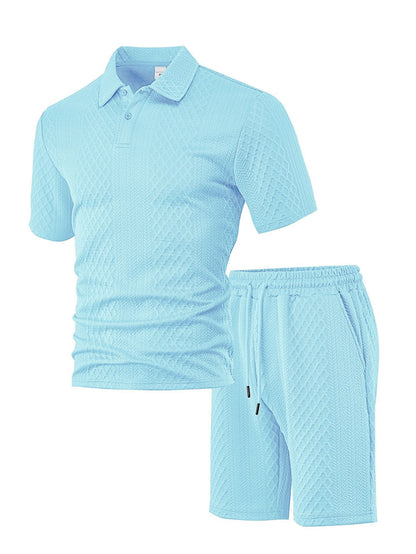 Men's Knit Short Sleeve Polo Shirt set