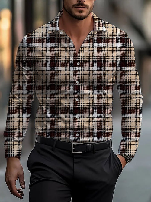 Men's Business Casual Striped Long Sleeve Shirt