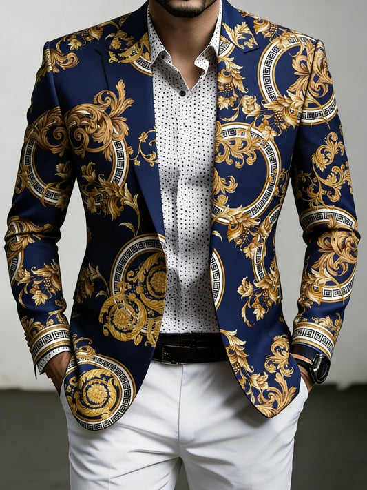 Men's Luxury Business Printed Suit Jacket