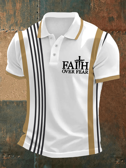 Men's Retro Faith  Casual Printed Polo Shirt