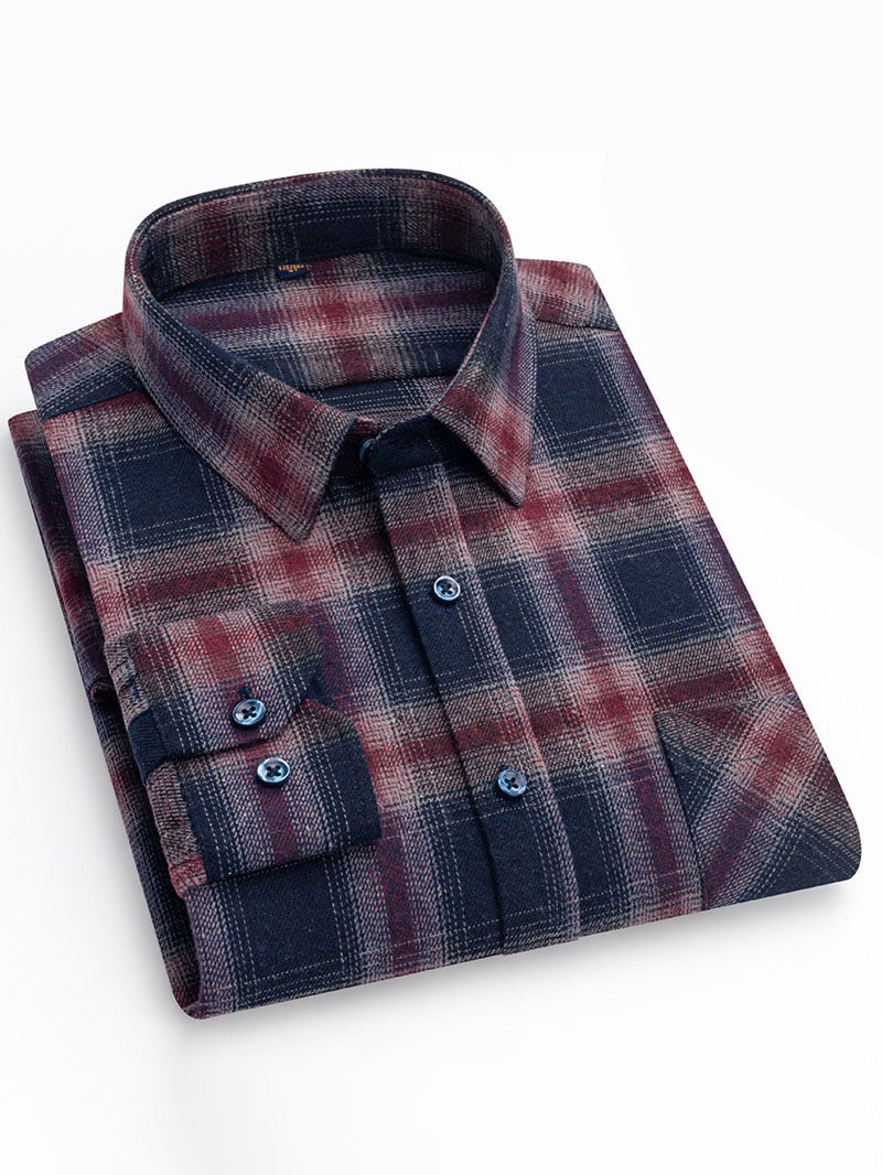 Men'S Retro Plaid Cotton Shirt