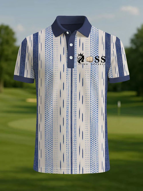 Men's Retro Letter Design Printed Casual Polo Shirt