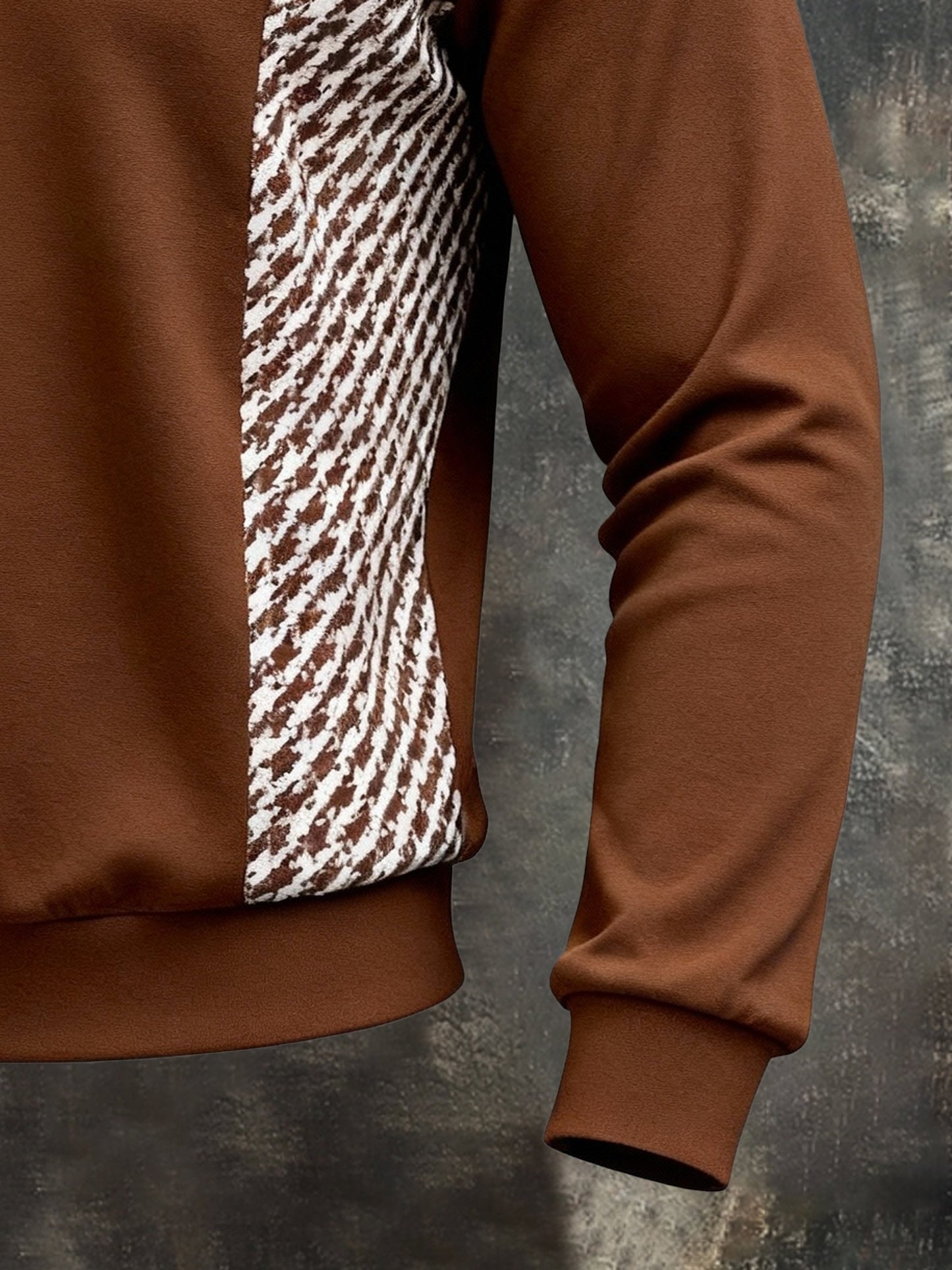 Men's Vintage Patchwork Striped Polo Collar Sweatshirt