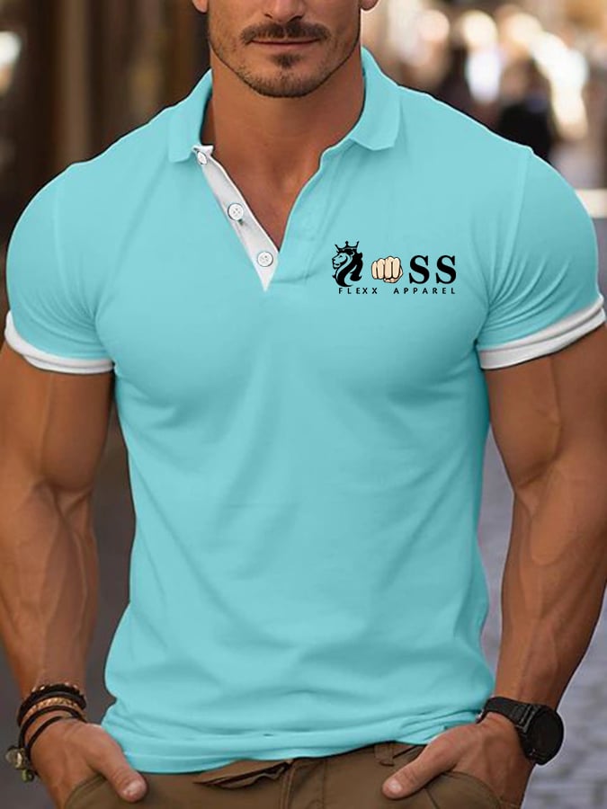 Men's Casual Business Plaid Contrast Color Polo