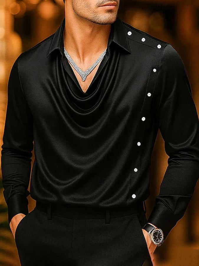 Men's Business Casual Satin Shirt