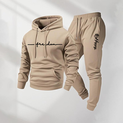 Men's Rose Pattern Print Hoodie and Drawstring Sweatpants Set, Menswear, Casual Athletic Long Sleeve Hooded Jacket & Trousers for Fall & Winter, Men's Clothing for Daily Wear, Sportswear Indoor Outdoor, Tracksuit, Athleisure