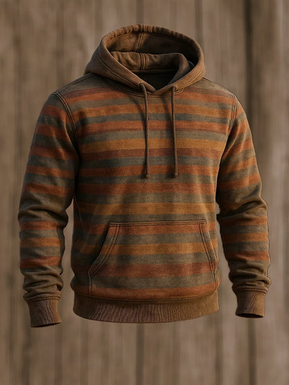 Men's Retro Distressed Color Block Print Casual Long Sleeve Sweatshirt