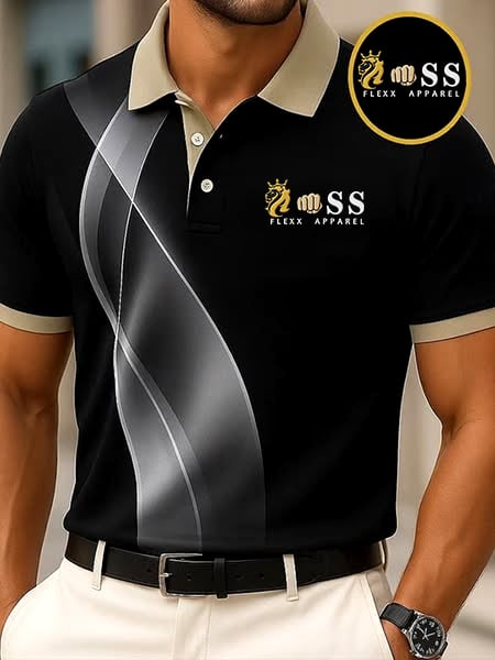 Men's Casual Retro Lion Letter Polo