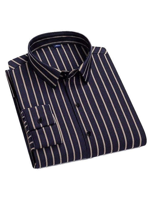 Men's Stripe Print Business Long Sleeve Shirt