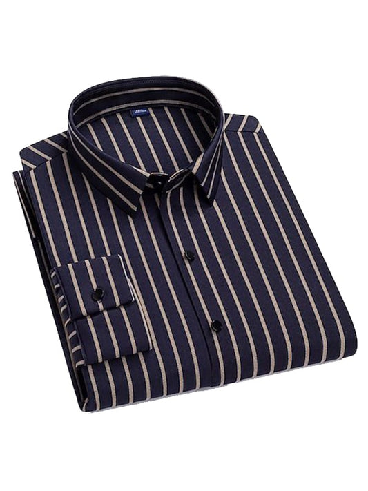Men's Stripe Print Business Long Sleeve Shirt