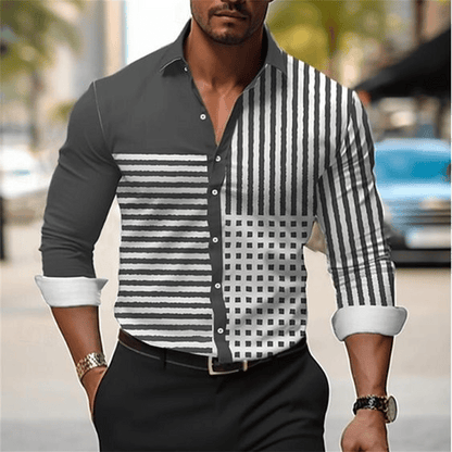 Men's Geometric Design Business Casual Shirt