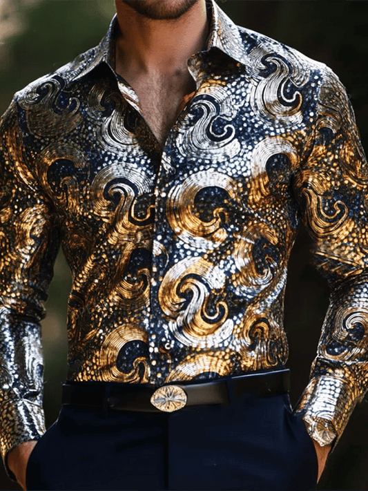 Men's Satin Luxe Long Sleeve Button Down Shirt
