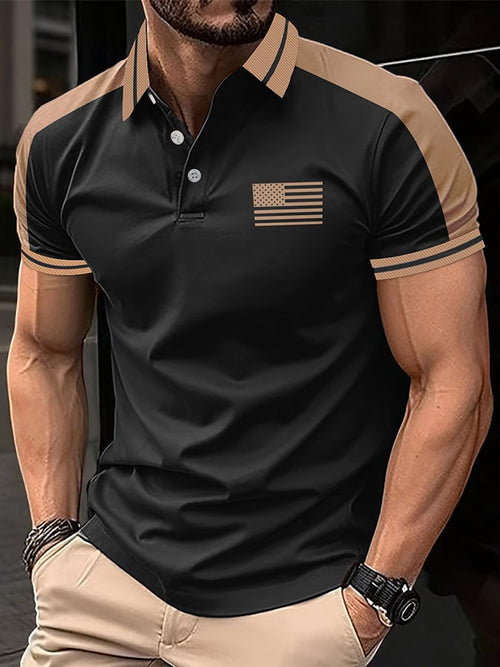Men'S Retro Flag Print Polo Shirt