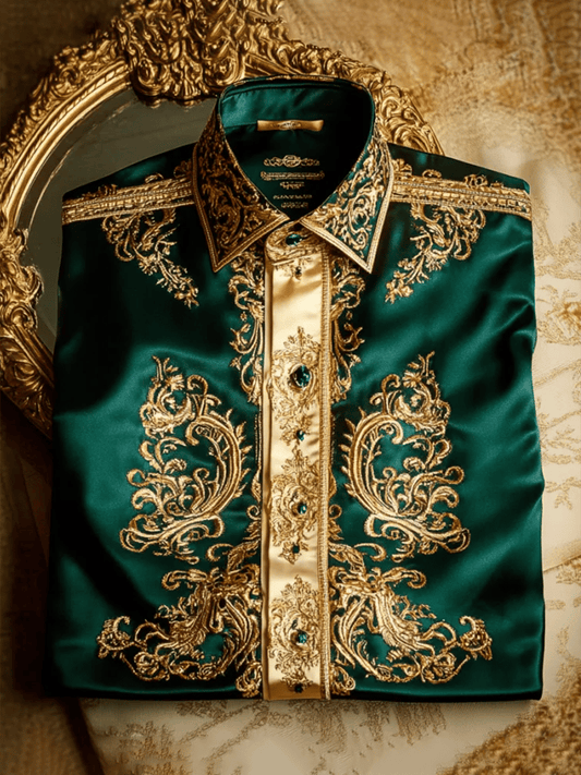 Men's Satin Luxe Print Short Sleeve Button Shirt