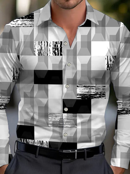 Men's Business Style Geometric Print Shirt