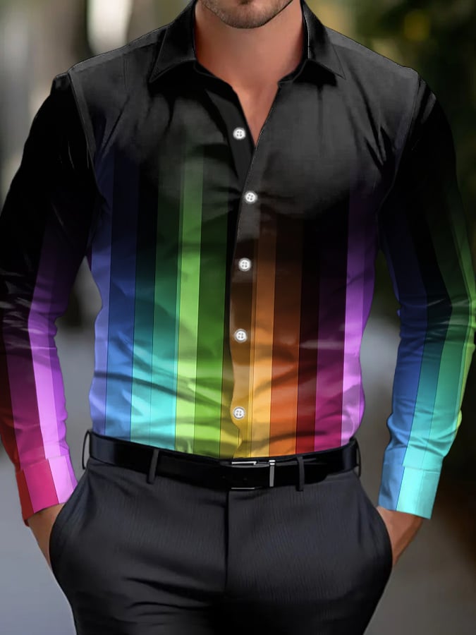Men's Business Style Rainbow Gradient Shirt