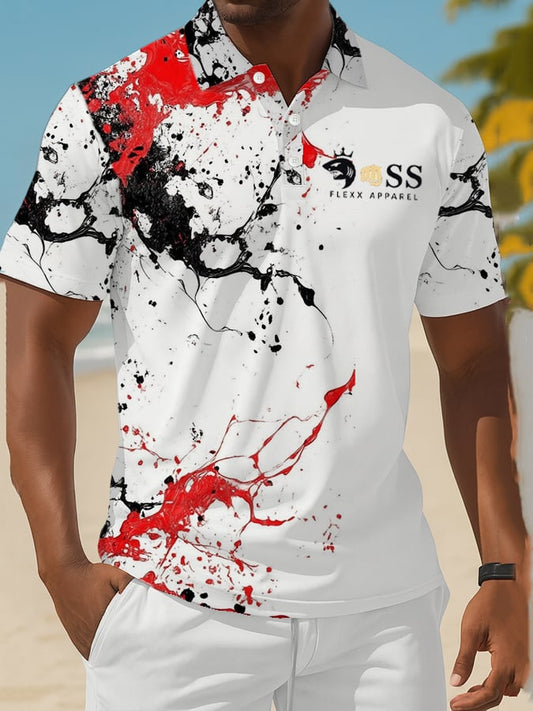 Men's Classic Business Old Money Button Short Sleeve Polo Shirt