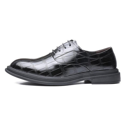Men's Comfortable British Business Lace-Up Stone Leather Shoes