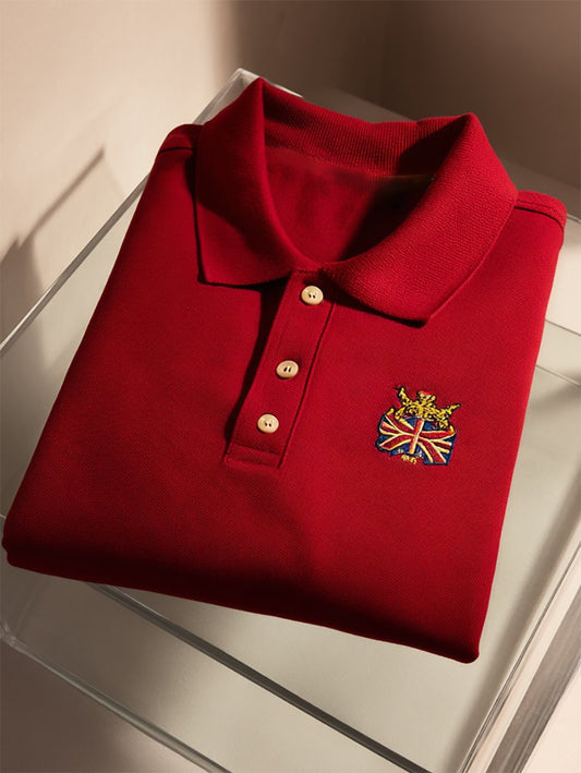 Men's Business Casual Union Jack Button Short Sleeve Polo Shirt