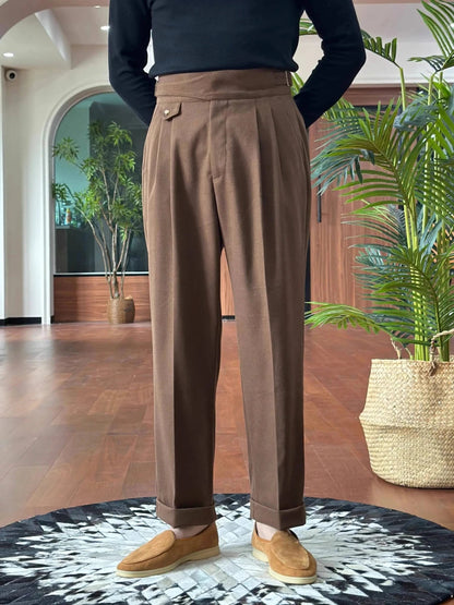 British high-waist old money trousers