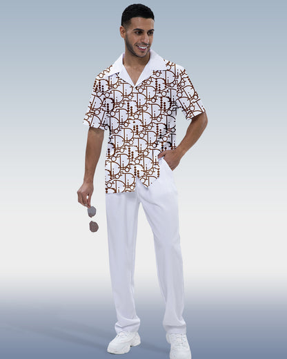 Rianmond Men's Fashion Print Short Sleeve Walking Suit 228