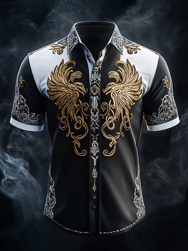 Men's Retro Viking Graphic Short Sleeve Shirt
