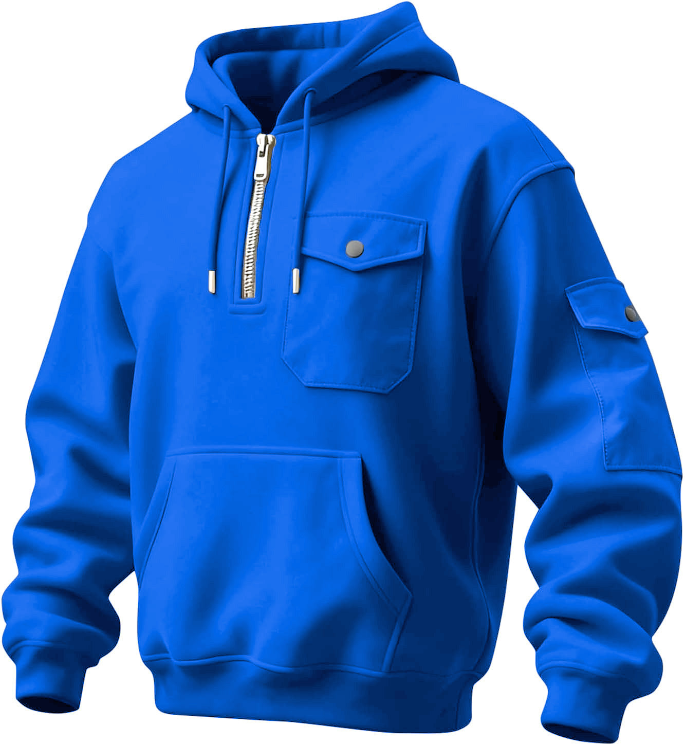 Men's Vintage Multi-pocket Hooded Long-Sleeved Sweatshirt
