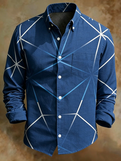 Men's Geometric Gradient Line Abstract Art Shirt