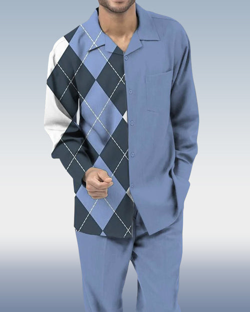 Personalized Color Block Print Long Sleeve Walking Suit