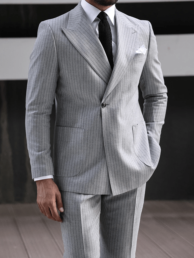 Men's Retro Single Breasted Striped Gentleman Business Suit Jacket