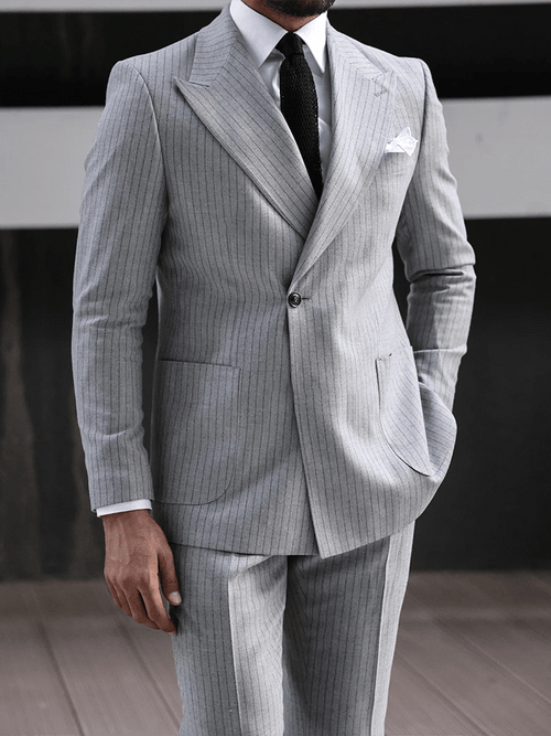 Men's Retro Single Breasted Striped Gentleman Business Suit Jacket