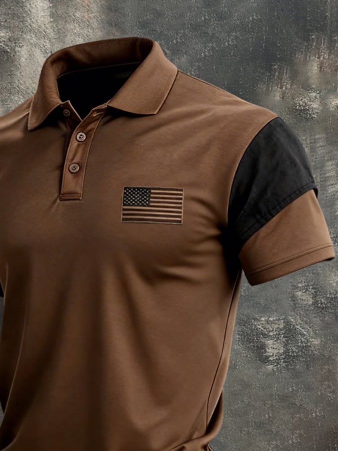 Men's Retro Color-Block "Patriot" Polo T-Shirt