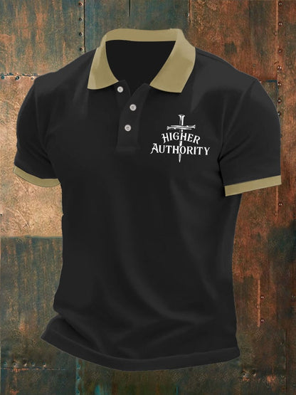 Men's Higher Authority Cross Nails Printed Casual Polo Shirt