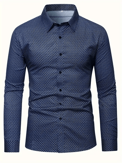 Men's Geometric Design Business Casual Shirt