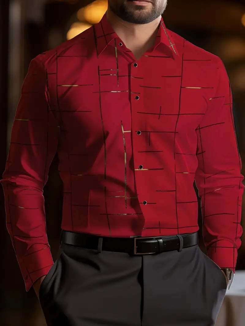Men's Street Style Business Casual Printed Long Sleeve Shirt