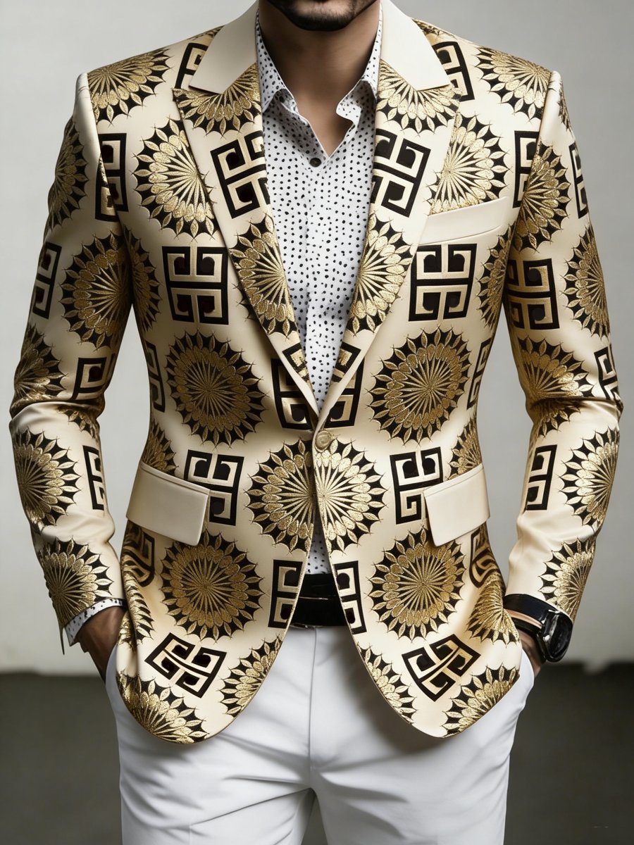 Men's Luxury Business Printed Suit Jacket